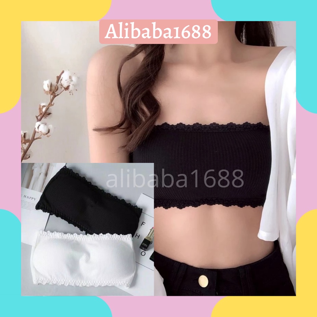 *ALIBABA1688*COD Crop Top Kemben Bra Bandeau Sexy Model Tanpa Tali Dengan Busa