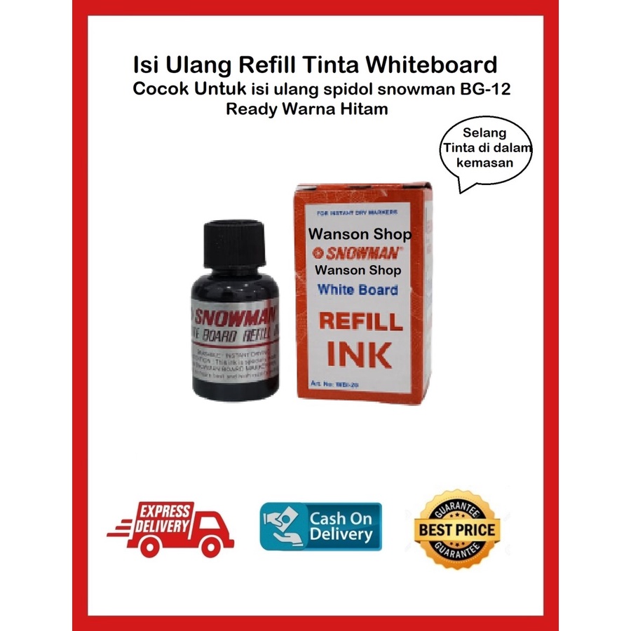 

TINTA ISI ULANG SPIDOL WHITEBOARD / REFILL TINTA SNOWMAN WHITEBOARD