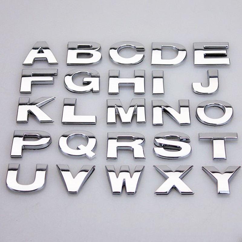 1Pc Stiker Decal Motif Huruf Logam 3D Warna Silver Ukuran 45mm untuk Dekorasi Mobil / Motor DIY badg