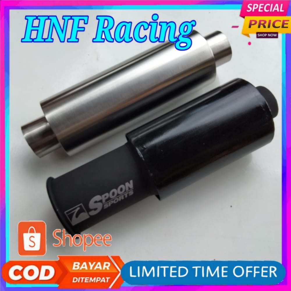 KNALPOT MOBIL RACING SPOON SPORT FULL BLACK DENGAN RESONATOR STAYNLESS STYLEE