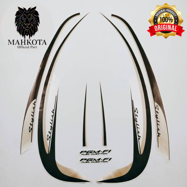 Original Asli Striping Stiker Polet list motor honda scoopy stylish 2013  list body cream putih stan
