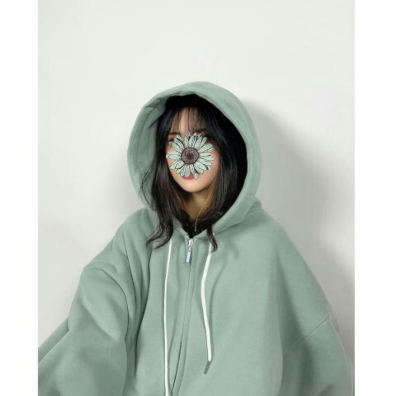 Jacket Zipper Hoodie Oversize Boy Girl Mint Sage Green (6XL 5XL 4XL 3XL 2XL XL L M S Cek Deskripsi) Sweater THE BASIC YOUTH Jumbo Jaket Resleting Bigsize Harajuku Urban Korean Style Hijau Matcha Putih Jaketin Aja