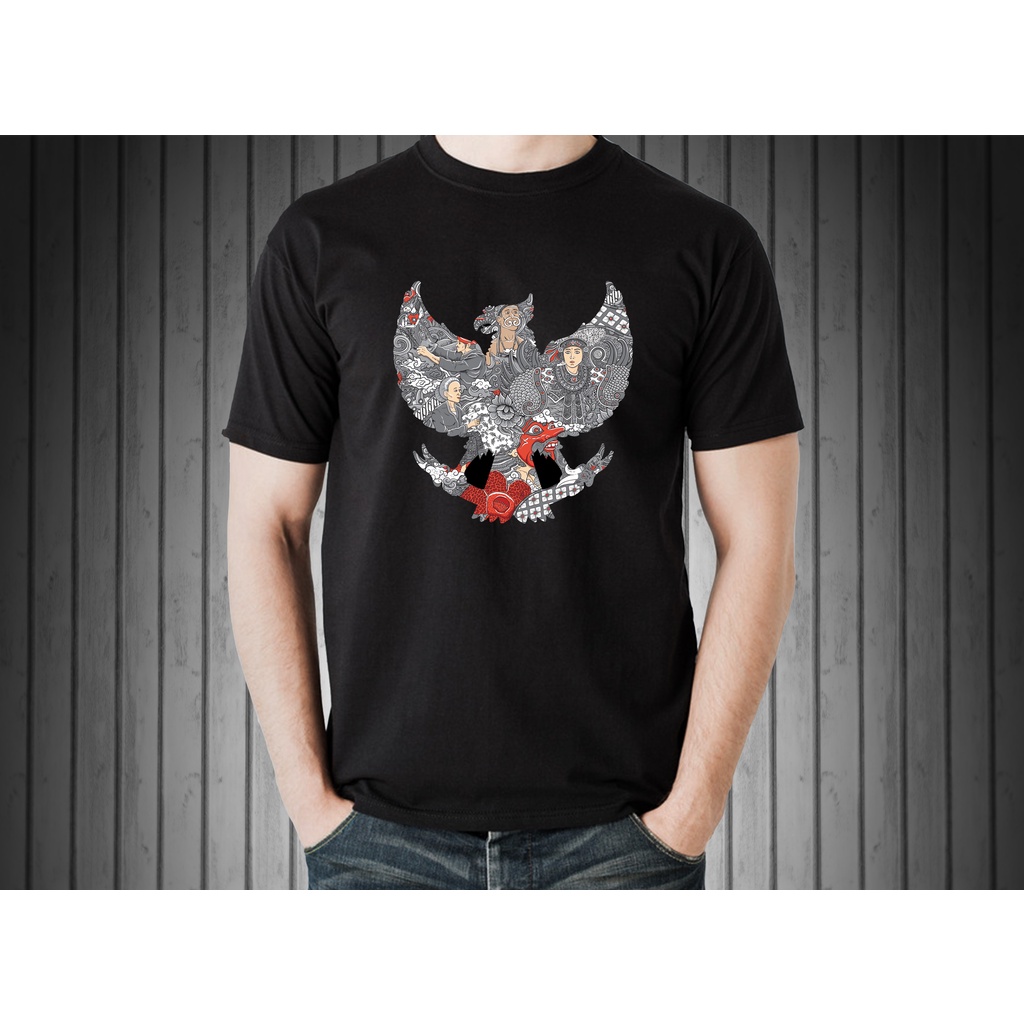 Kaos Oblong Pria Lengan Pendek Gambar Garuda Batik