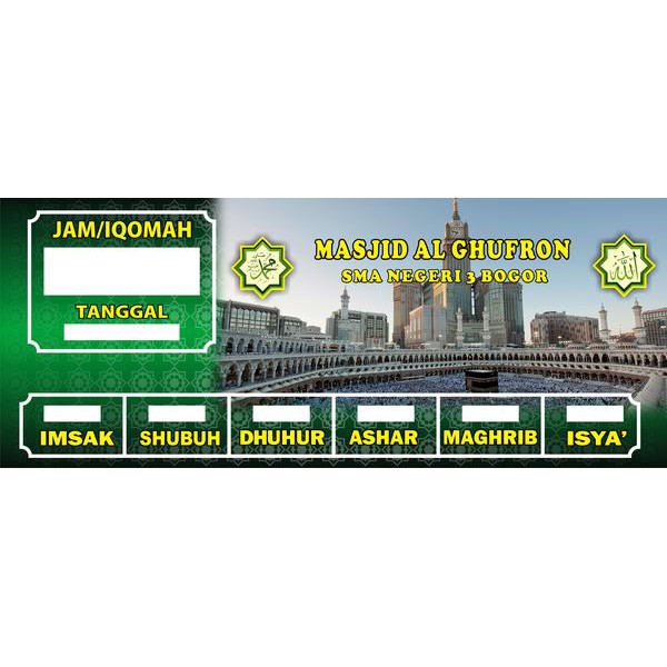 Jadwal Jam Sholat Digital 80x40 cm Untuk Masjid Atau Mushola