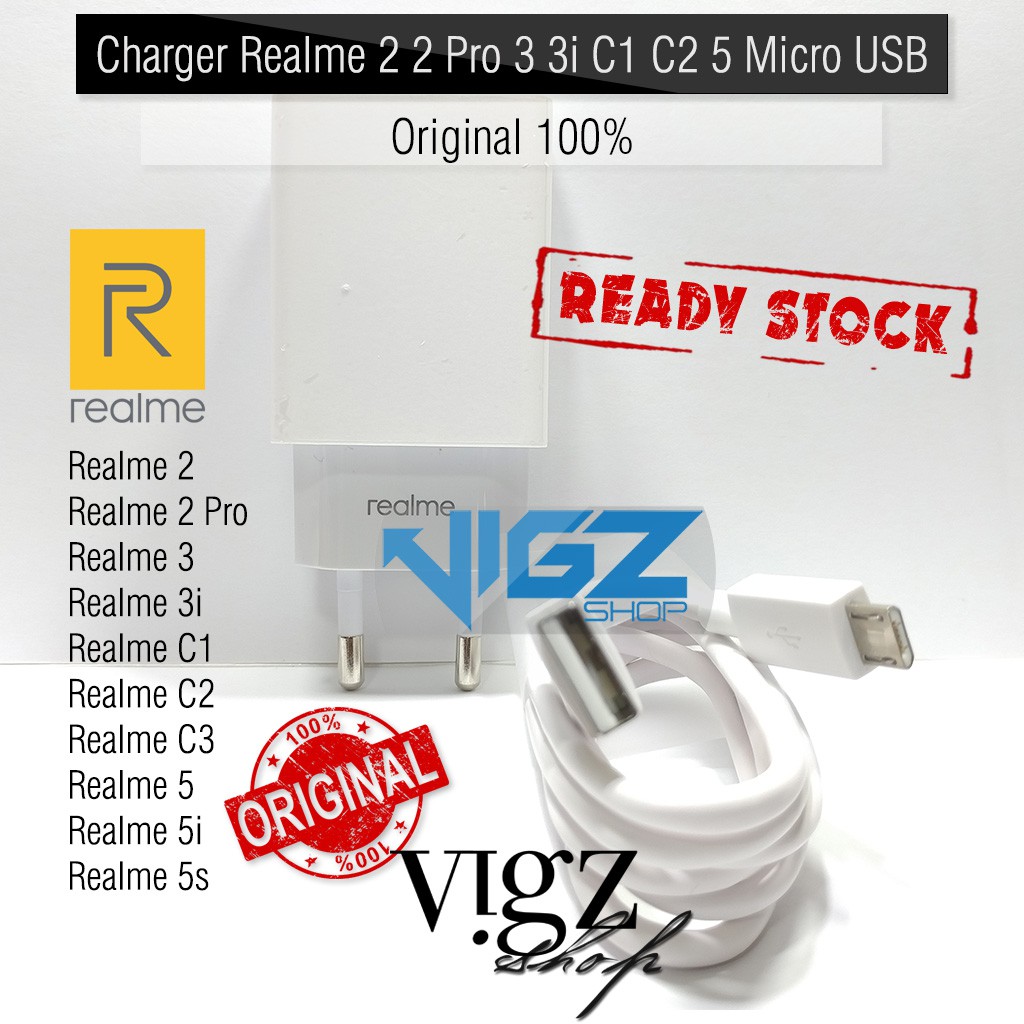 Charger Realme 2 2 Pro 3 3i C1 C2 C3 5 5i 5S Micro USB Original 100%