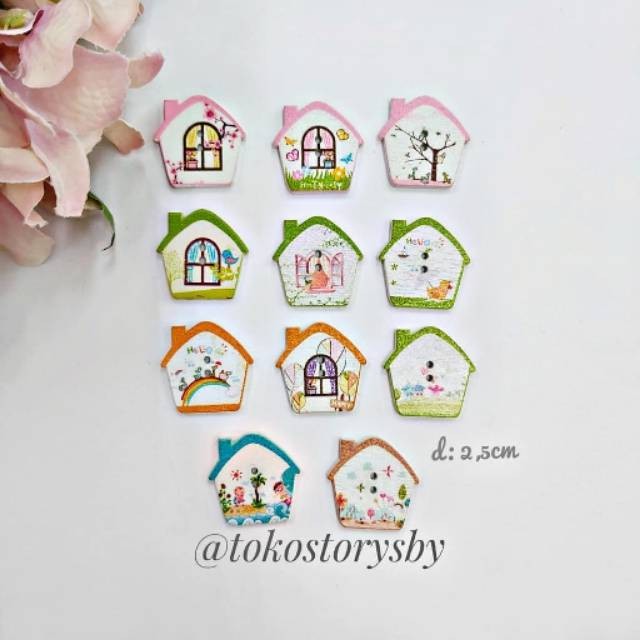 Kancing Kayu Rumah 2 Lubang
diameter 2,5cm
Kancing lubang 2