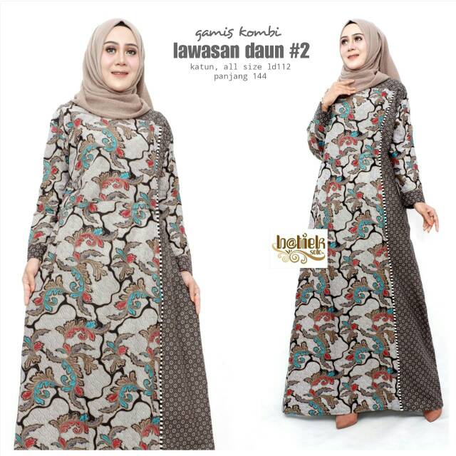 Gamis busui jumbo tali belakang resleting depan muslim  sogan premium rempel lawasan daun