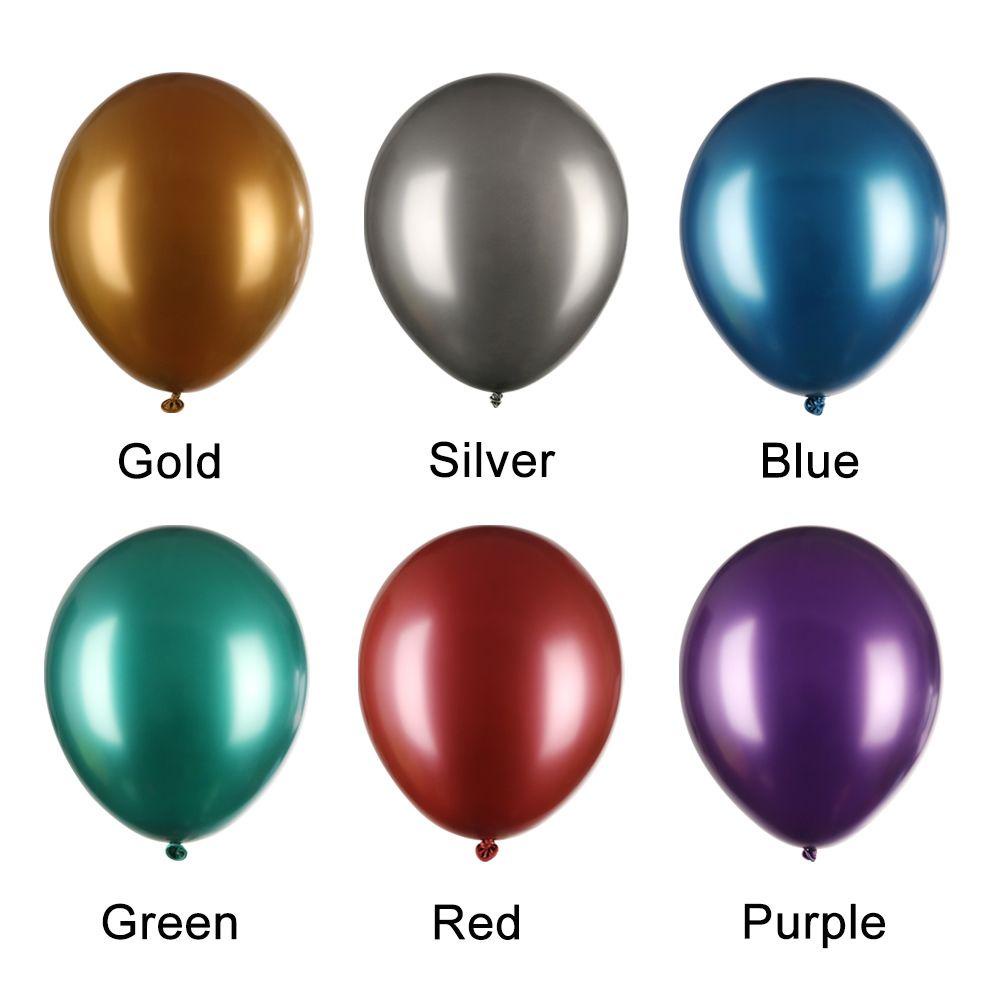 Solighter 10/20pcs 10 &quot;Balon Latex Anak-Anak Mendukung Metalik DIY Hadiah Perlengkapan Pesta Tebal Chrome