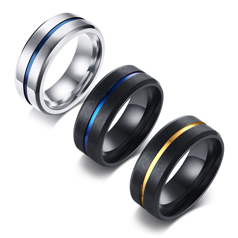 Cincin Bahan Titanium Steel Warna Biru Untuk Pria