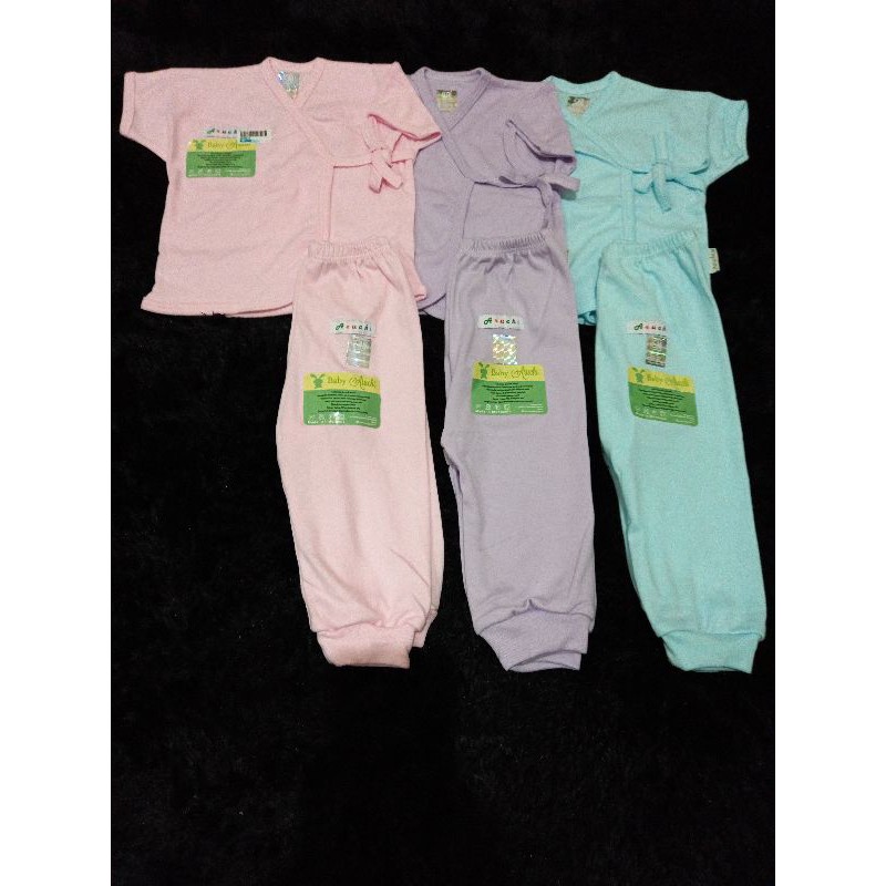 Aruchi Setelan Kimono Lengan Pendek Celana Panjang Polos Newborn Girl