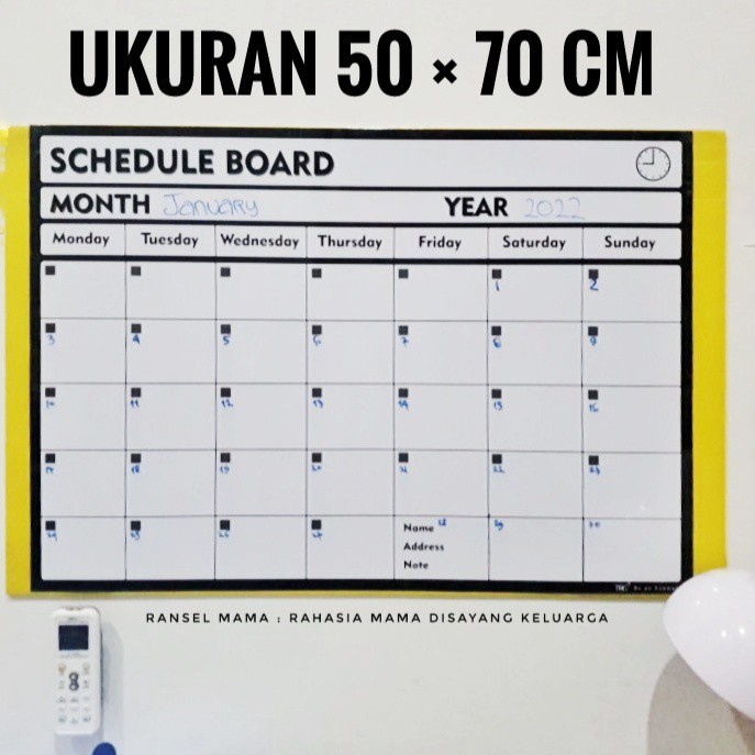 

SCHEDULE BOARD | Papan Jadwal Bulanan Papan Tulis Putih Whiteboard
