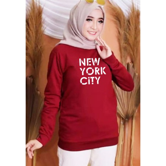 Kaos Lengan Panjang NYC baru/ Kaos Sweatshirt / Atasan Wanita / Atasan Wanita Lengan Panjang