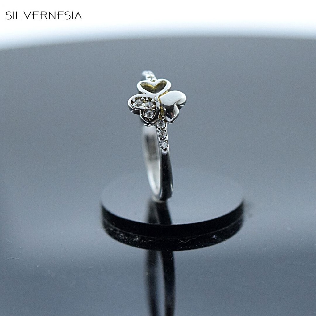 Cincin Daun Semanggi Wanita Lucky Charm  Perak Asli 925