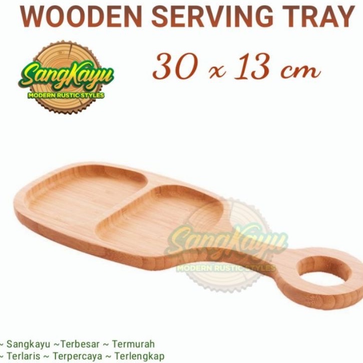 Nampan piring saji Wooden serving plate 30x13Cm nampan kayu tray baki