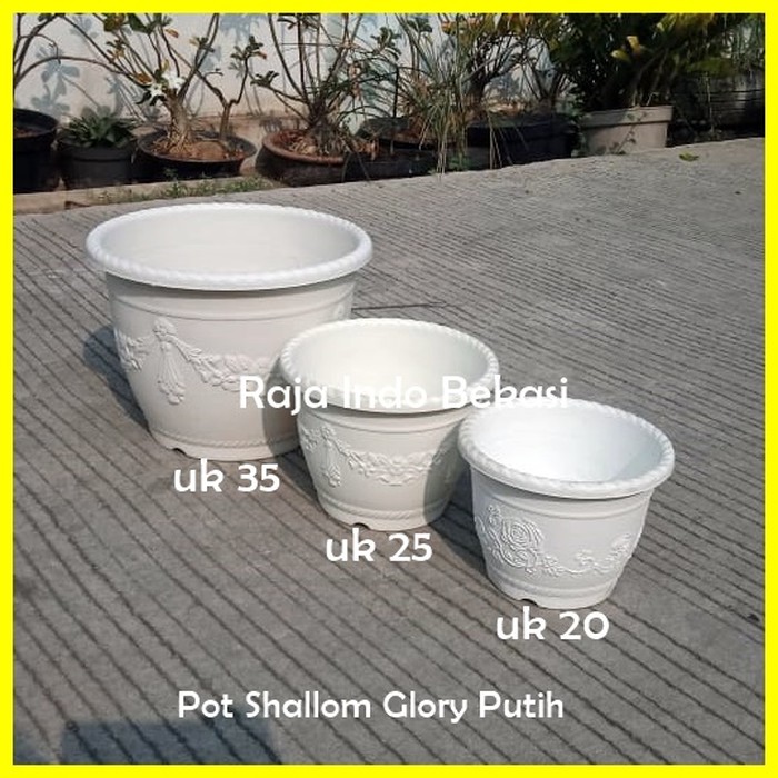 Pot Shallom Kb Glory 25 Putih Motif Pot 25 Plastik 25 Glory Vas Bunga Putih Pot Tanaman Hias