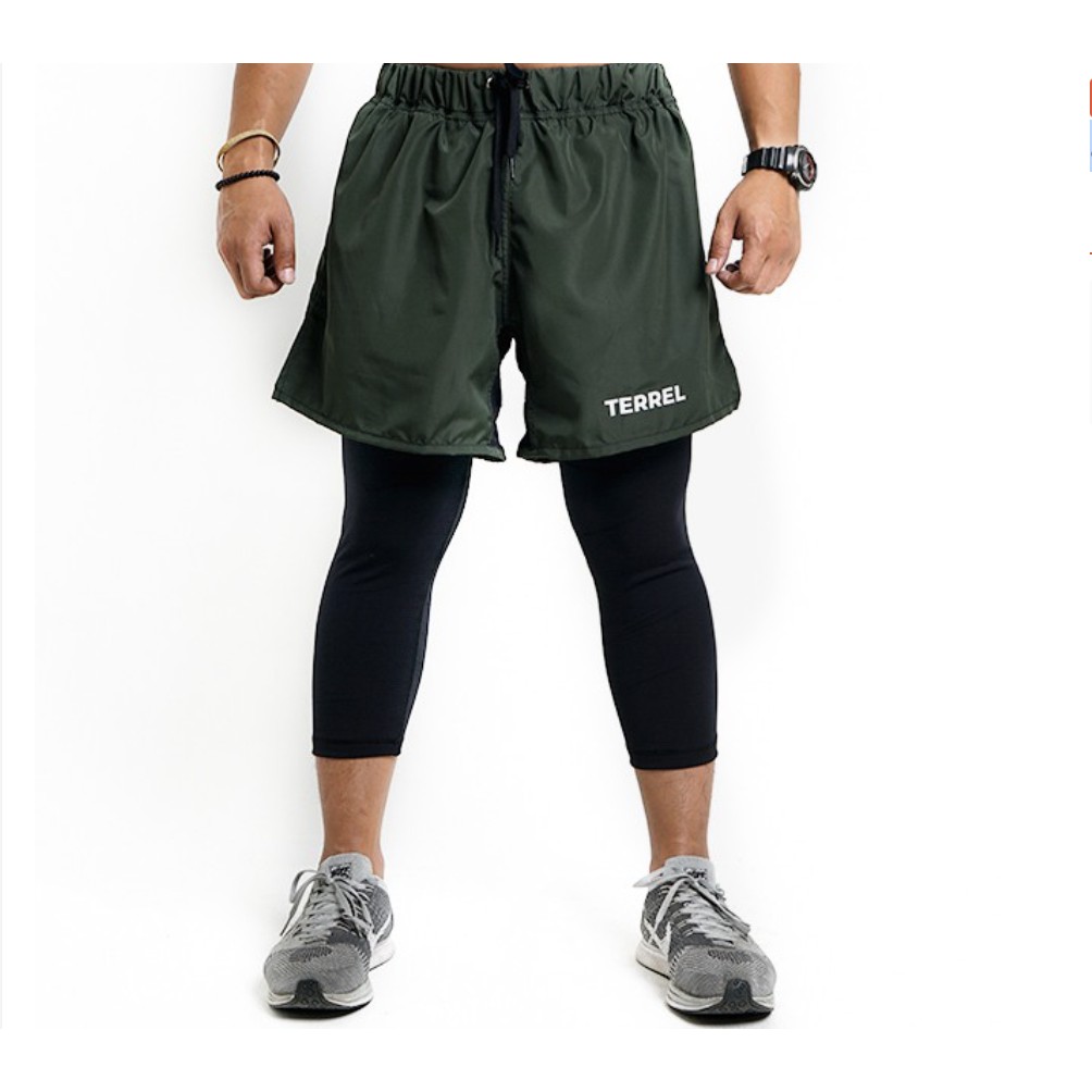 Celana Pendek Olahraga Pria Terrel Sportswear Compression short active green army