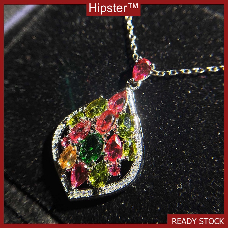 New Luxury Colorful Drop-Shaped Moissanite Necklace