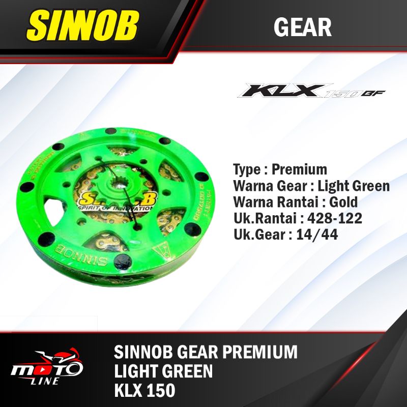 gear set klx 150 sinnob premium light green