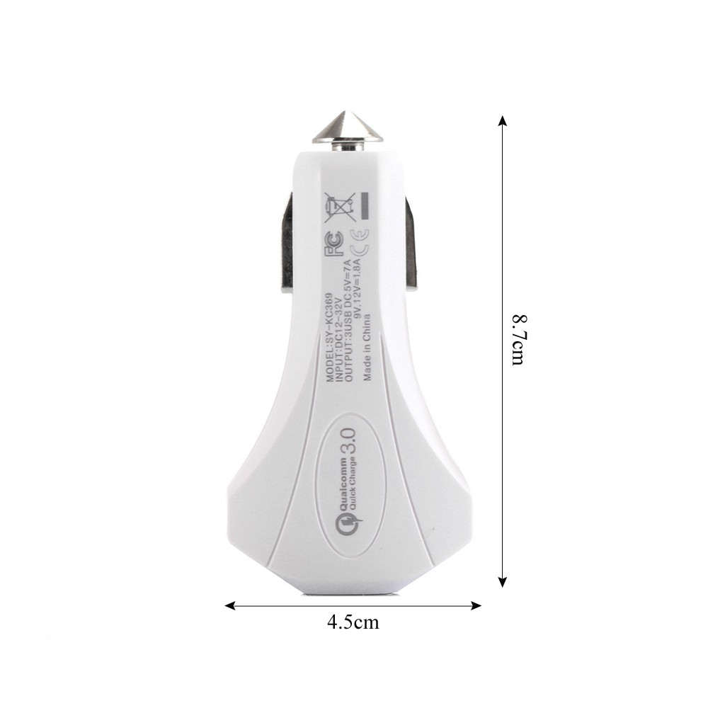 Qualcomm Quick Charge 3.0 Car Charger 2 Port USB + Type C Charger 7A Charger Mobil QC 3.0