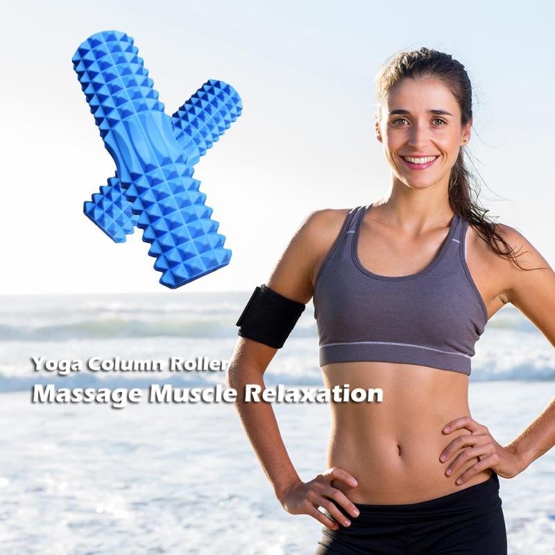 Roller Alat bantu Yoga Hollow Column Foam Gym Massage Exercise - D334 - Light Blue