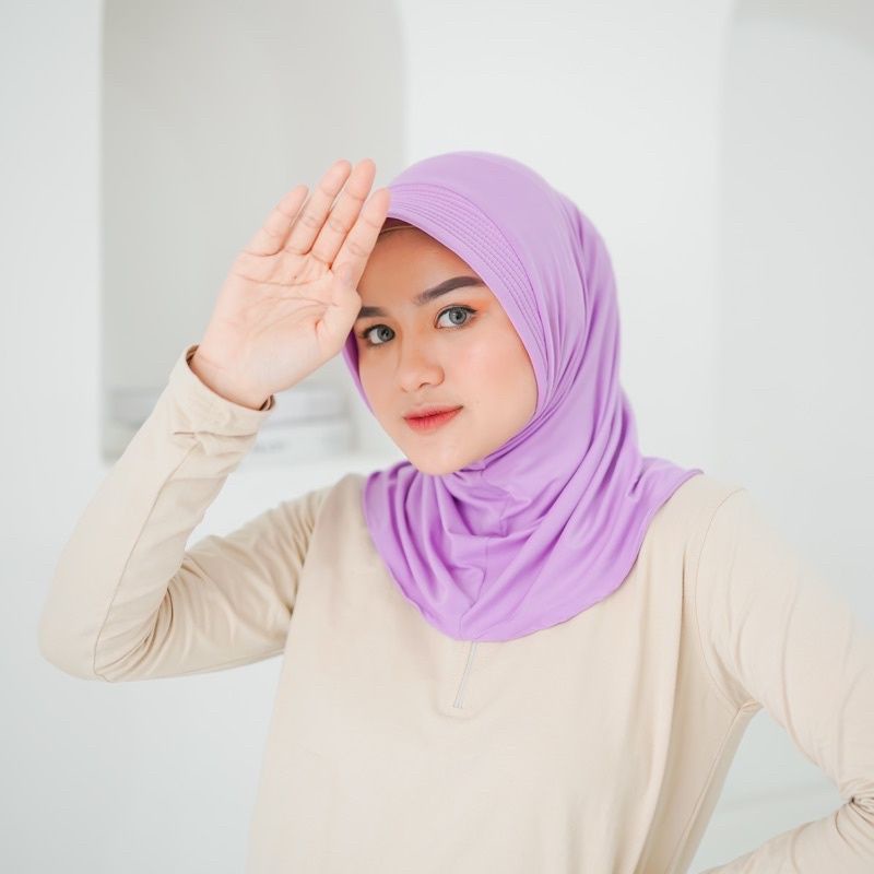 Bergo Sport / Hijab Sporty / Hijab Instant / Hijab Sporty Olah Raga Jersey-Lilac
