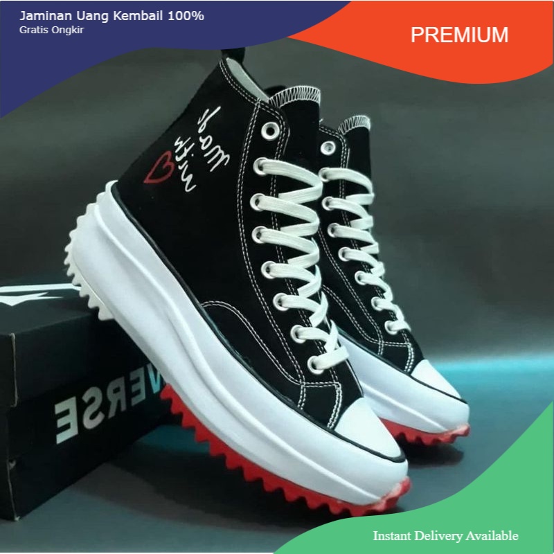 SEPATU CONVERSE HIGH RUN STAR HIKE BLACK WHITE 100% PREMIUM GRADE ORIGINAL IMPORT QUALITY WANITA  X 