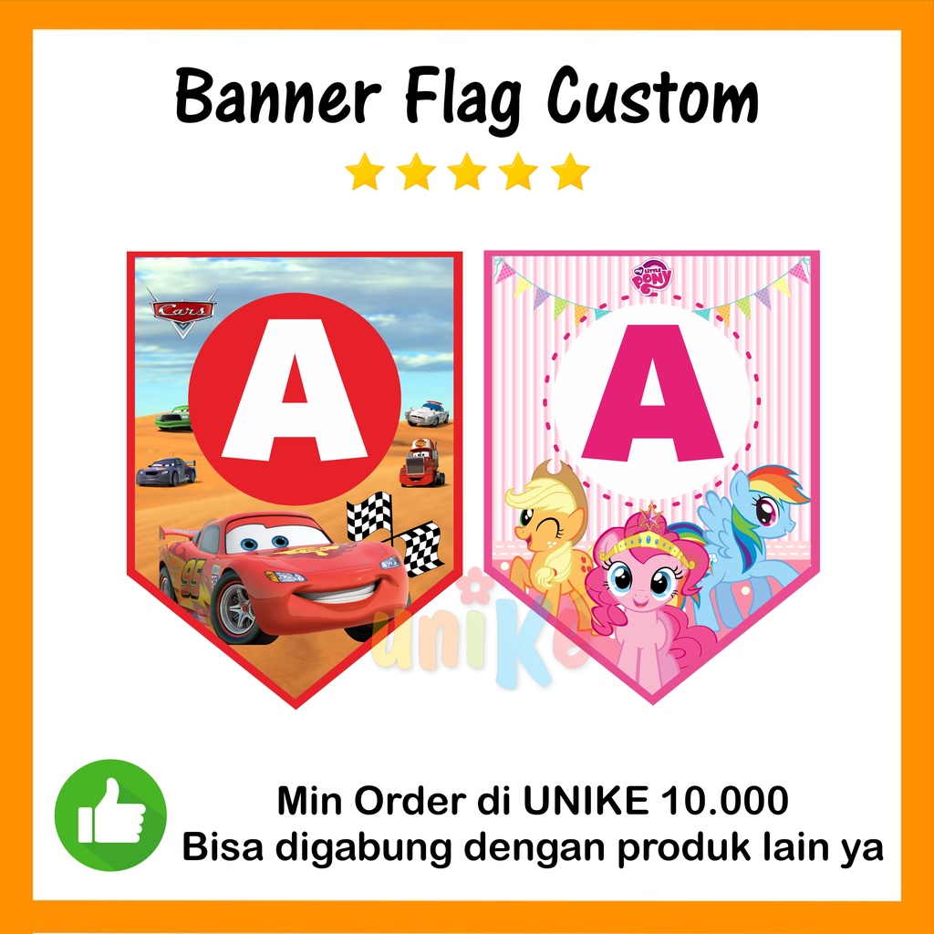 Banner Flag Custom Free Cetak Nama Anak Perlengkapan Ulang Tahun Tirai