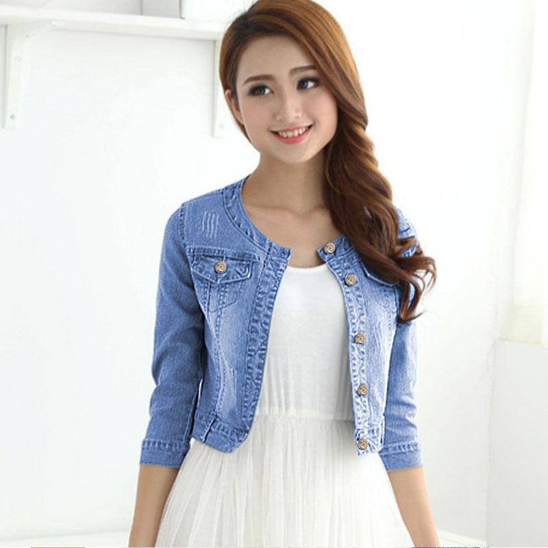 JAKET JEANS CROP LENGAN 7/8