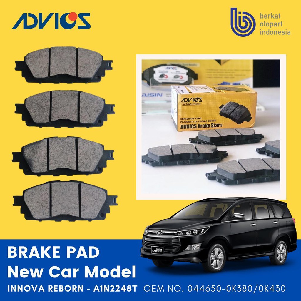 Brake Pad AISIN Innova Reborn Kampas Rem ADVICS A1N248T ORIGINAL