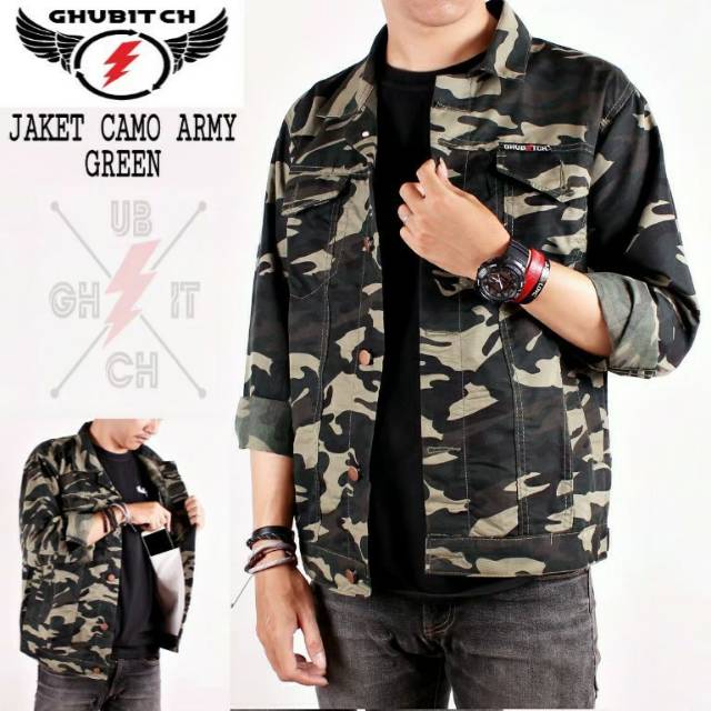 Jaket camo premium original ghubitch camo army simple semi parka
