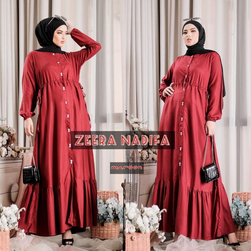 Daster arab ZEERA NADIFA Gamis Rayon Maxi Dress Kancing