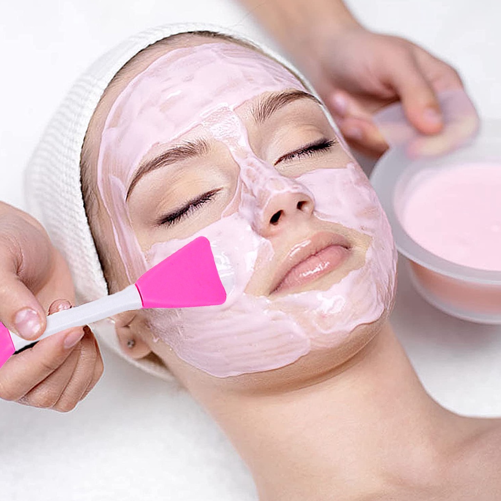 1pc Brush Masker Wajah Kepala Ganda Bahan Silikon Lembut Reusable Untuk Perawatan Kulit