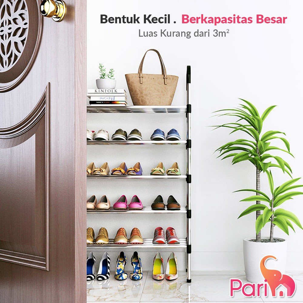 PARIM Rak Sepatu 4 Tingkat dan 5 Tingkat Tempat Sepatu Sandal Rangka Besi PR-220