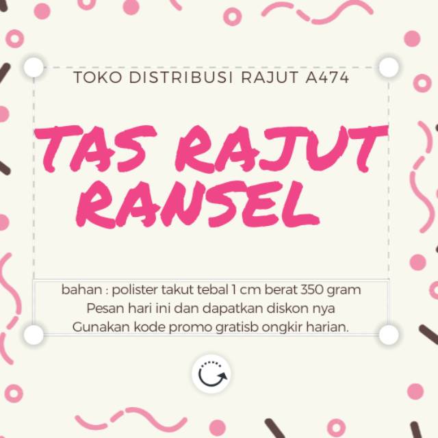 TAS RAJUT RANSEL POLOS WANITA