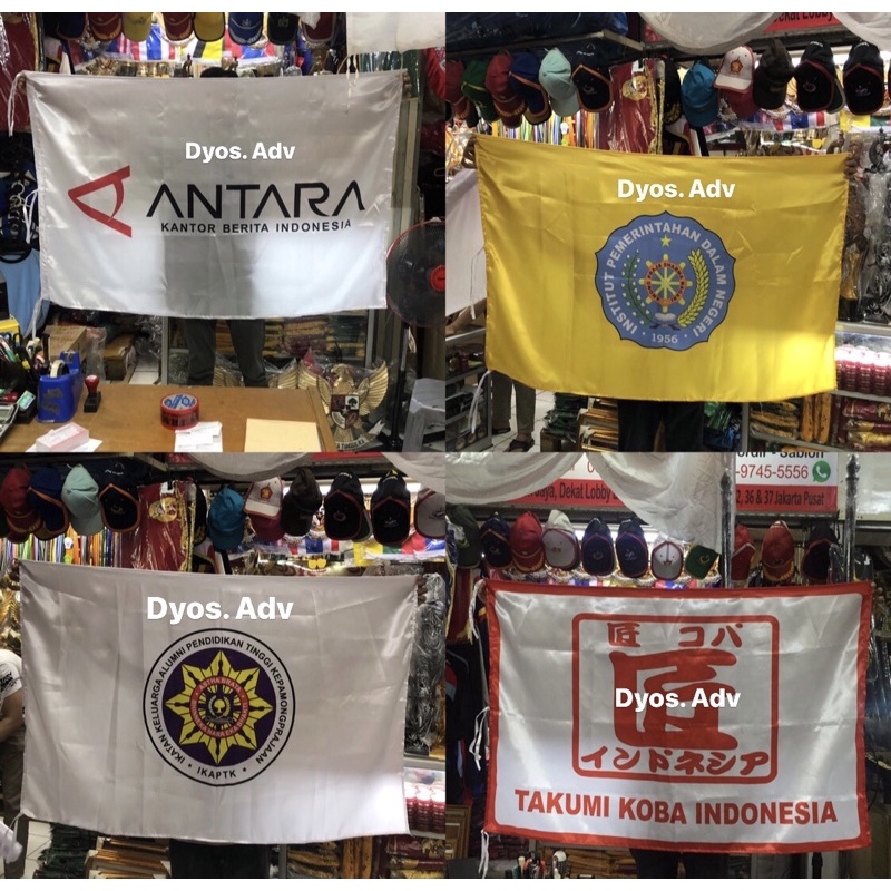 Bendera printing custom bahan satin 90x135