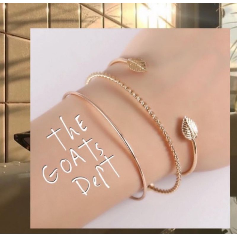 The Goats Dept - Carissa Set Bracelet Original / Gelang Bundle Emas Daun Model Bangle Frank Co Asli 