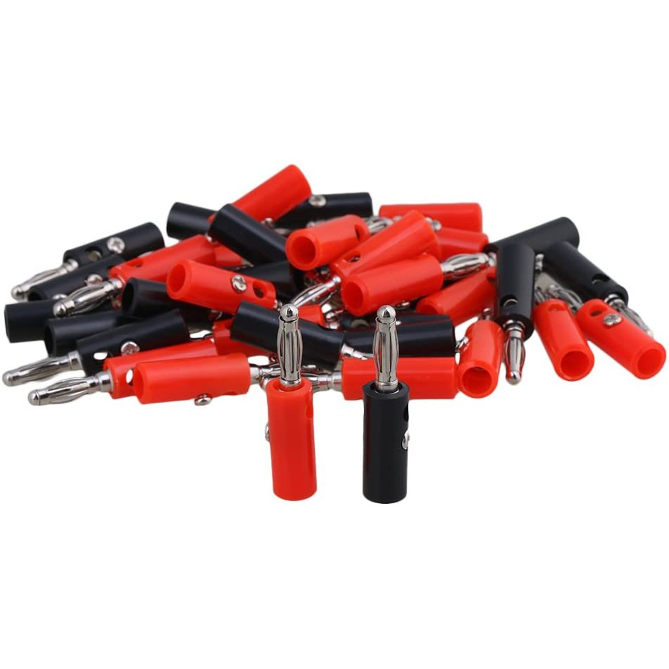 Banana Jack Male Jantan Plug Conector Speaker Audio 1 Set Red Black Sepasang Merah Hitam