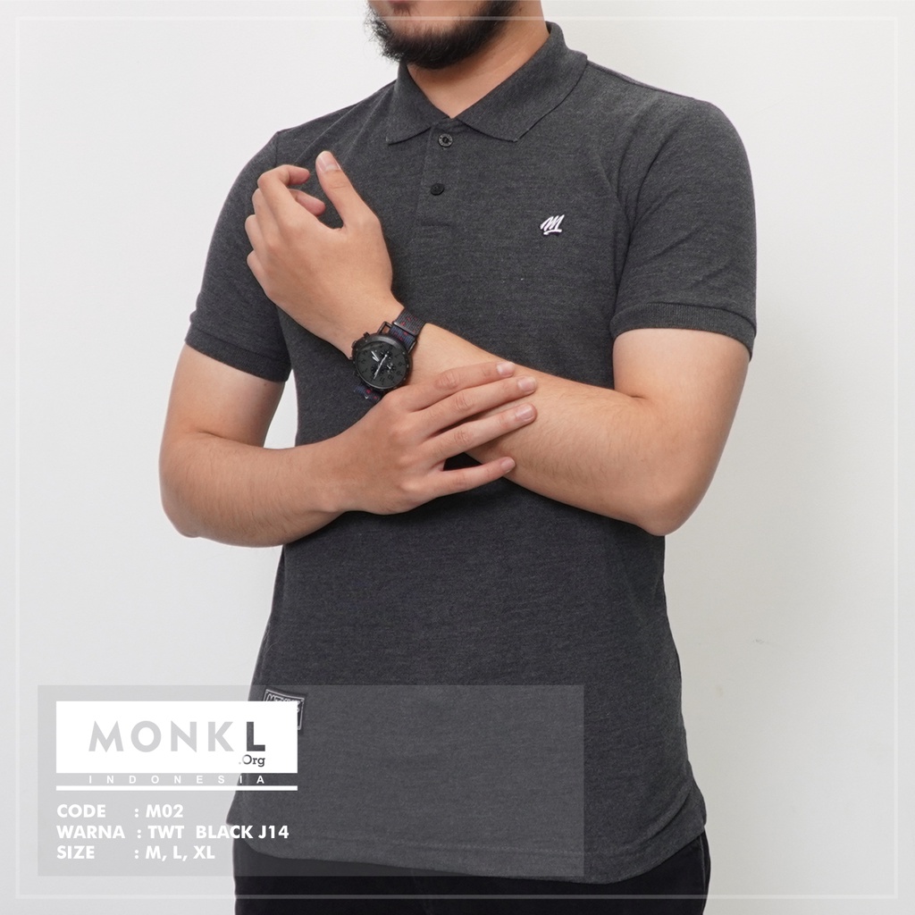 TERLARIS  BAJU KAOS KERAH T-SHIRT PRIA BASIC MEREK MONKL BAHAN ADEM KUALITAS DISTRO M-02
