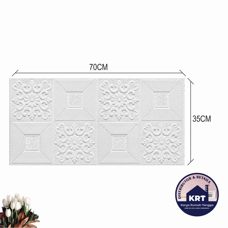 Murah Hemat Paket 10 Lembar Wallpaper Dinding 3D Foam Stiker Dinding Plafon Waterproof Kedap Suara-10 PCS KRISTAL POLOS