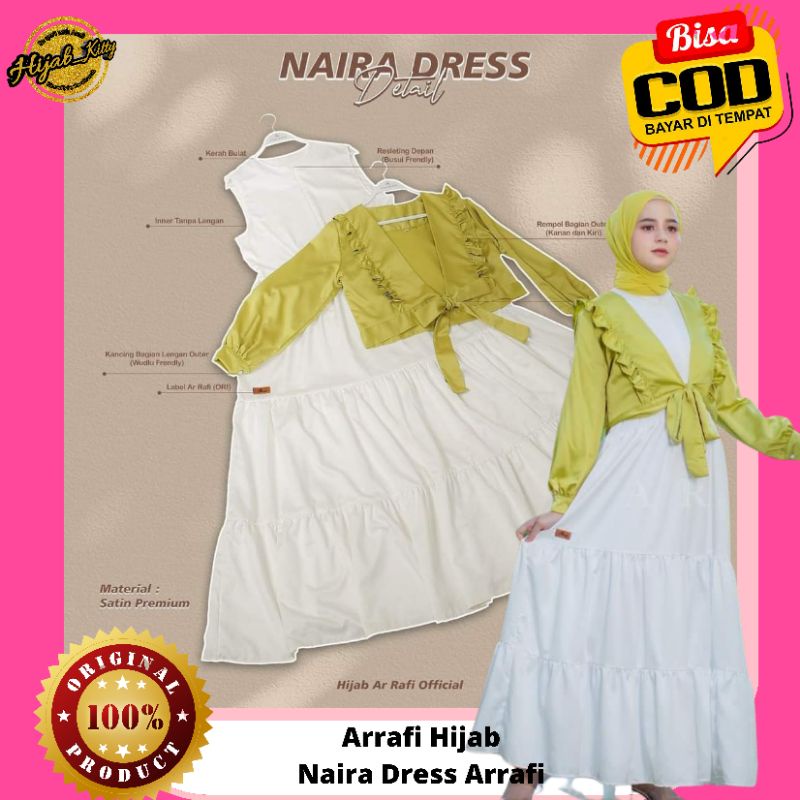 Arrafi Dress Gamis Cardigan Outer Terbaru Kekinian Best Seller Naira Dress Bisa COD Satin Velvet ORI