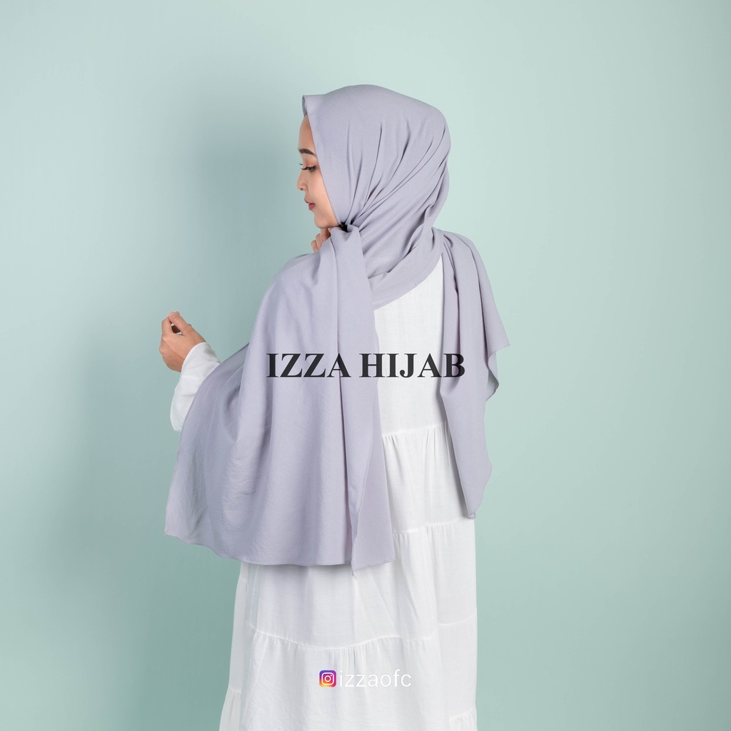 -/+(175cm x 75 cm) JILBAB HIJAB PASHMINA DIAMOND POLOS /PASHMINA SABYAN-Abu muda size 175x75