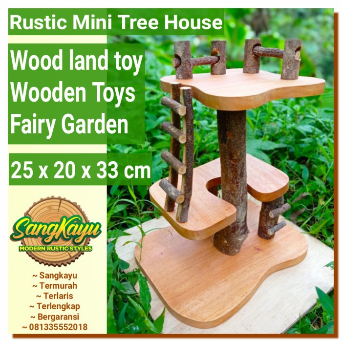 Wooden toys mini tree house 25x20x33 Fairy Garden toys Miniatur rumah