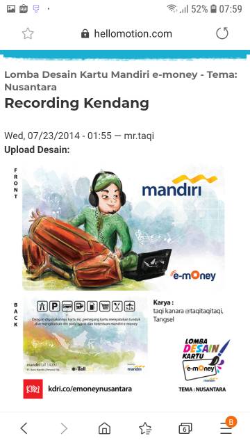 Mandiri eMoney RECORDING KENDANG ORI /Like eTOLL Tapcash Flazz or Brizzi