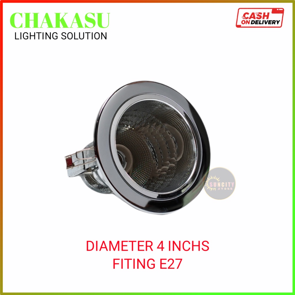 Chakasu Fiting Lampu Downlight 4 inchs - Warna Perak