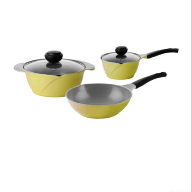 Chef topf set 3 perlengkapan masak grren