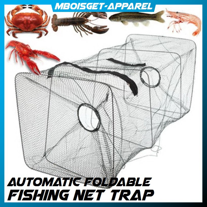MBOISGET - JARING BUBU IKAN 2 LUBANG DUA HOLE Jaring Pancing Ikan Udang Fishing Net Cage Foldable KO