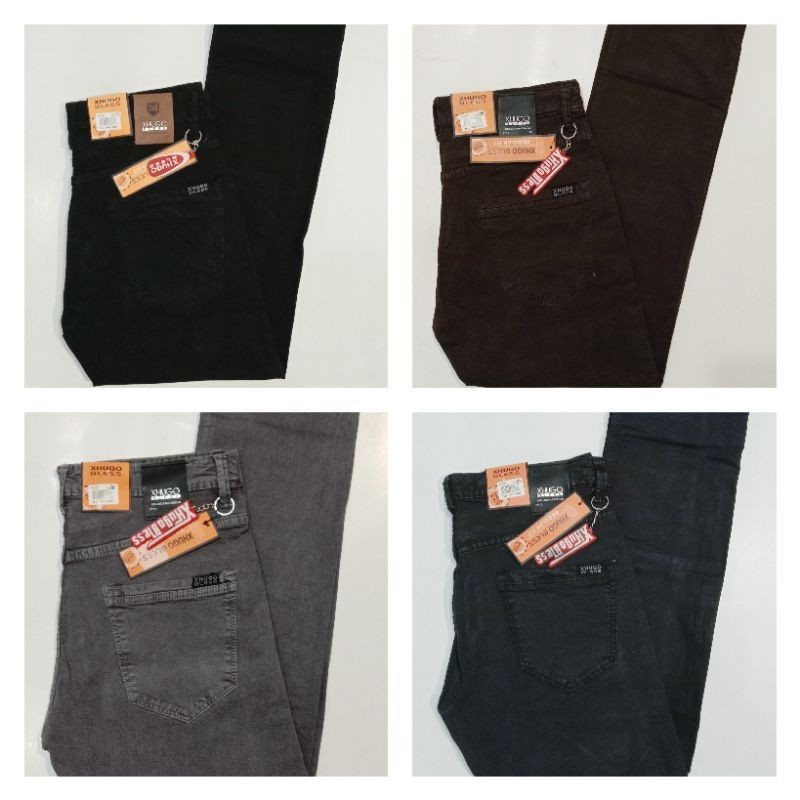 CELANA PRIA//SOFTJEANS STRETCH//XHUGO BLESS//CELANA PANJANG JUMBO STANDAR-HUGOBLESS DENIM-JEANS ORI