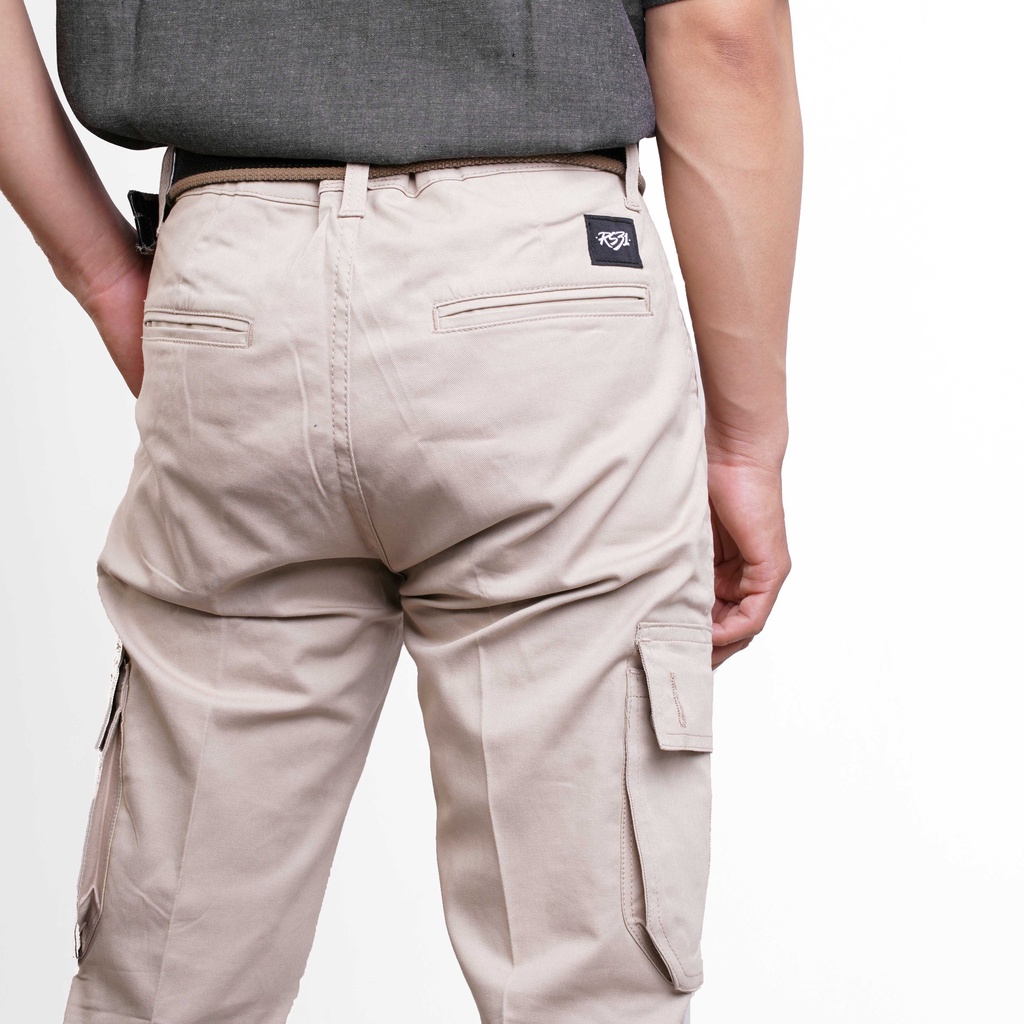 RS31 Celana Cargo Pants High Quality Super Big Size - Cargo Pria Ukuran Jumbo Krem