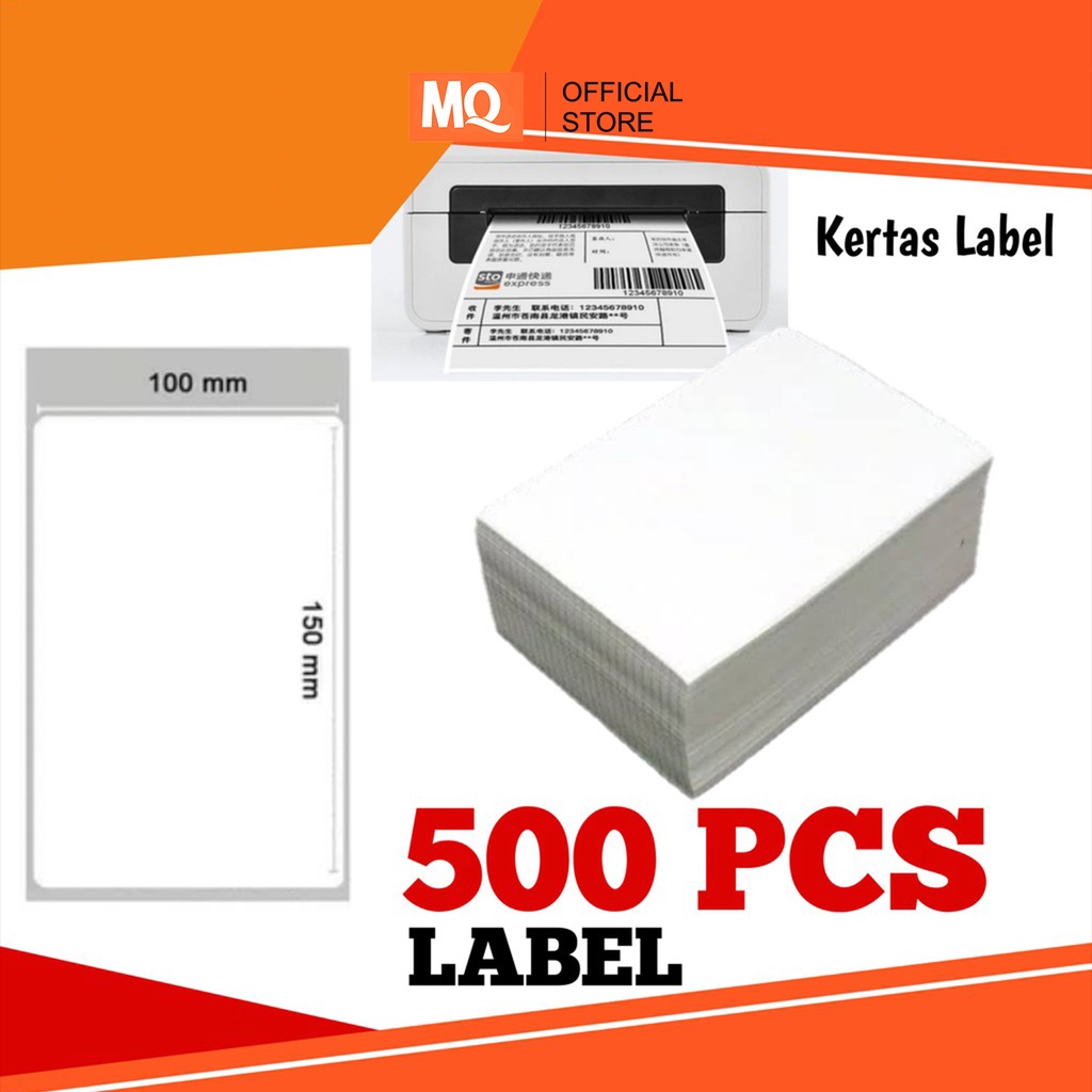 MQ Kertas Thermal Kertas Print RESI JOB Thermal Tempel 100x150mm &amp; 100x100mm  isi 500 lembar