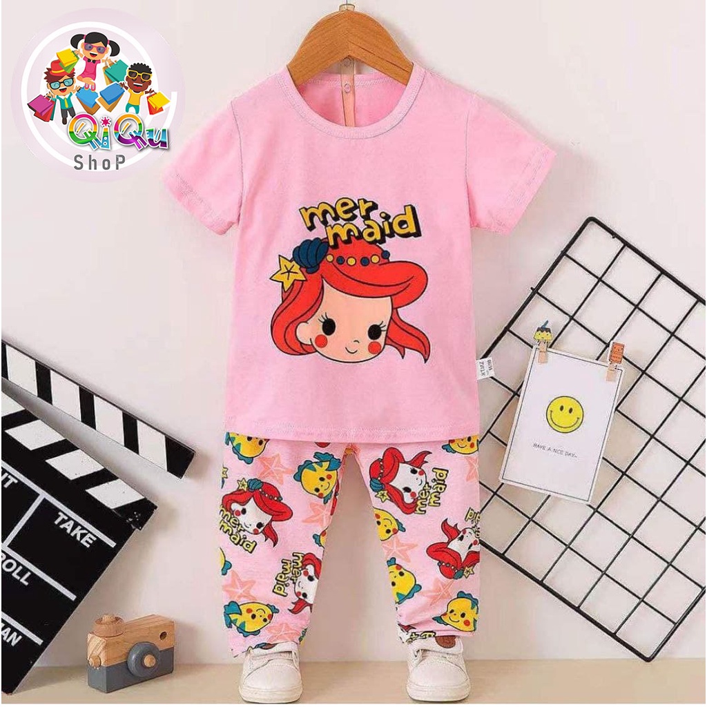 Setelan Baju Anak Import Mermaid - Pink
